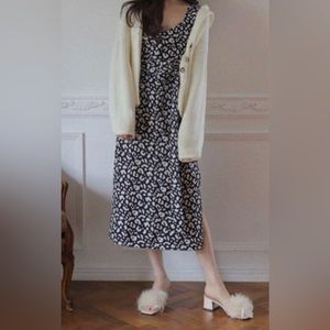 NWOT Japanese fashion brand Melt the Lady purple-gray leopard maxi dress